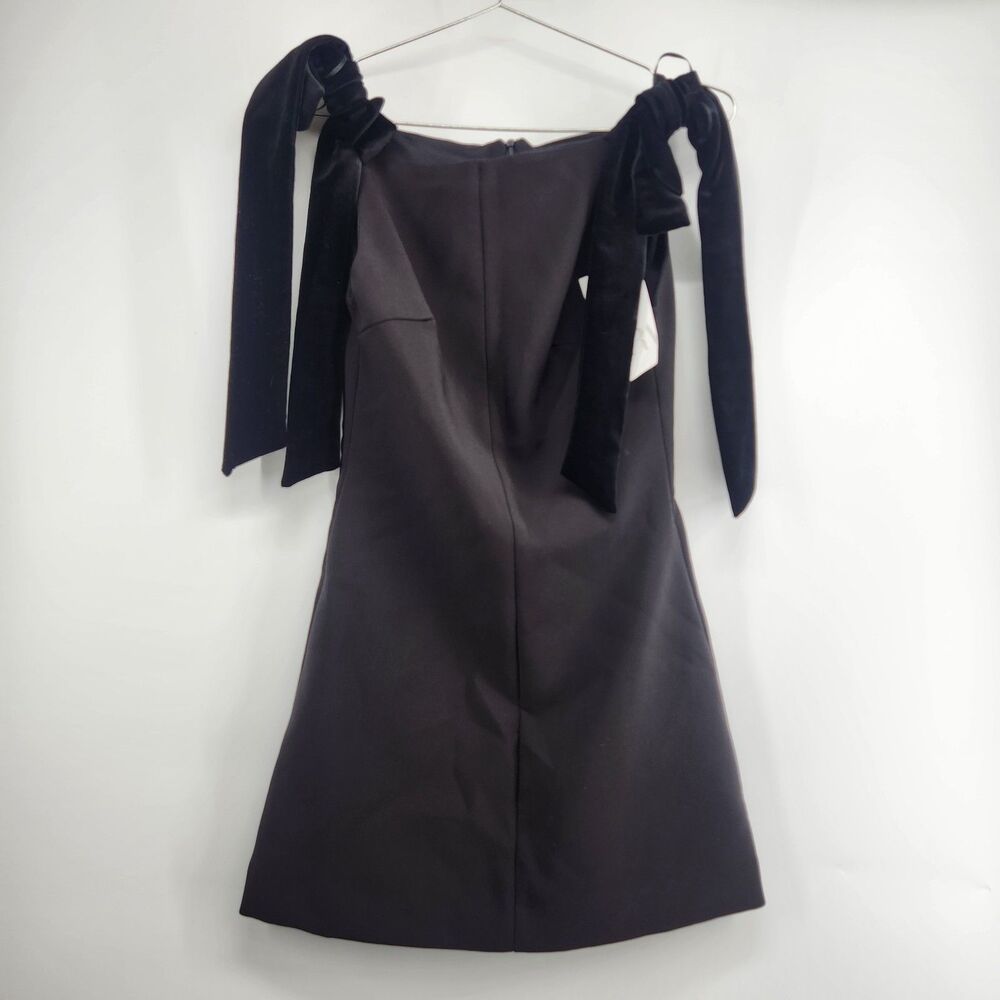 Zara Women's XS Black Short Velvet Bow Dress 9057/777 NWT